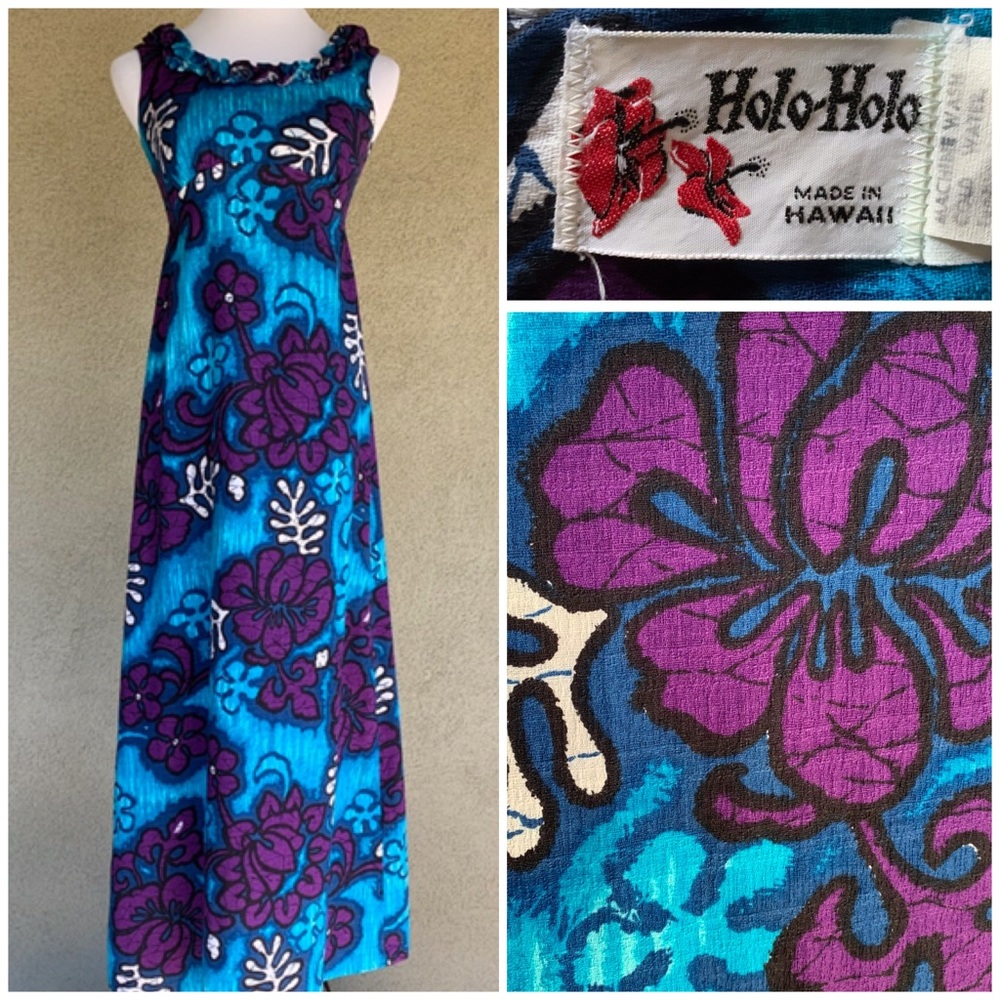 🌺 Vintage Hawaiian Barkcloth Muumuu Dress 🌺